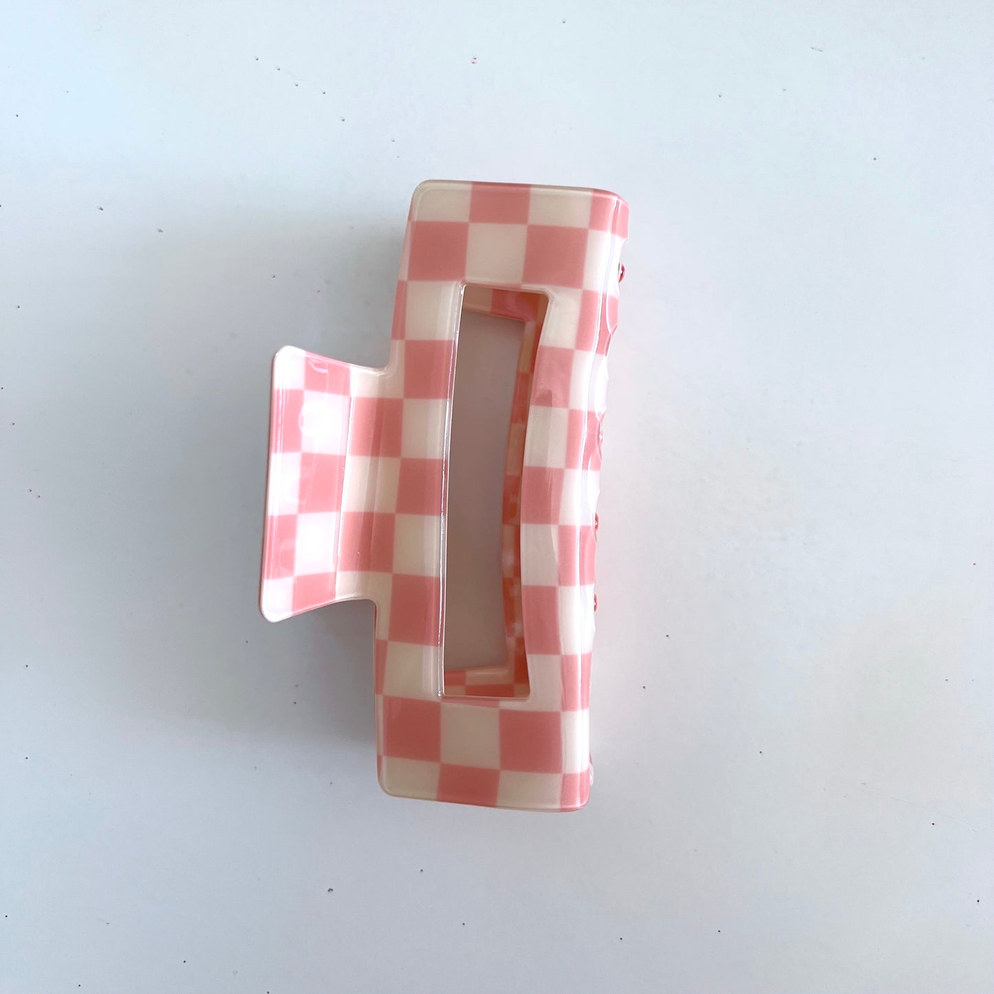 Pink Checkered Hair Claw Clip