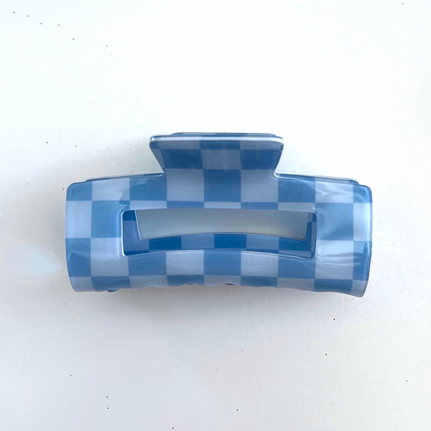 Blue Checkered Hair Claw Clip