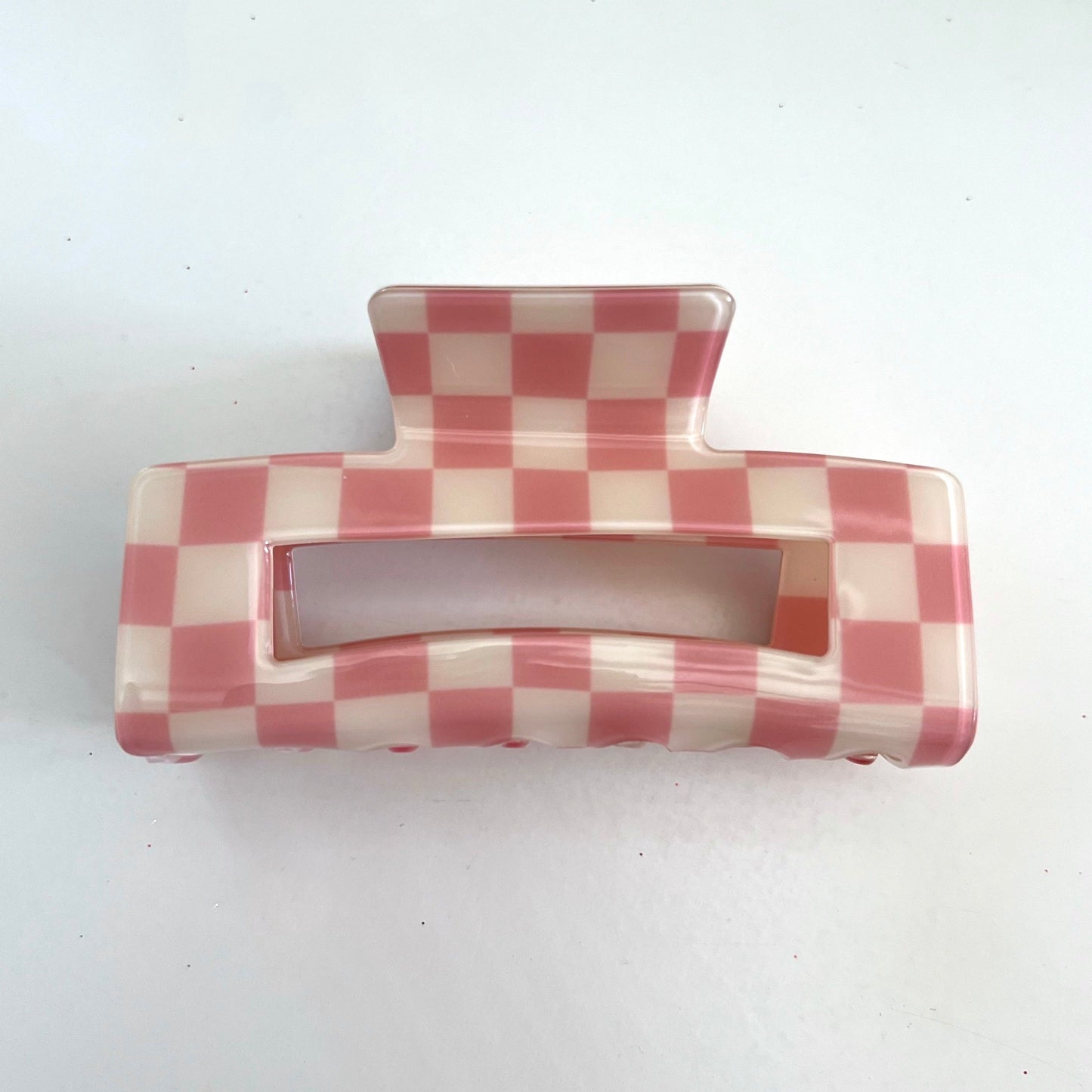 Pink Checkered Hair Claw Clip