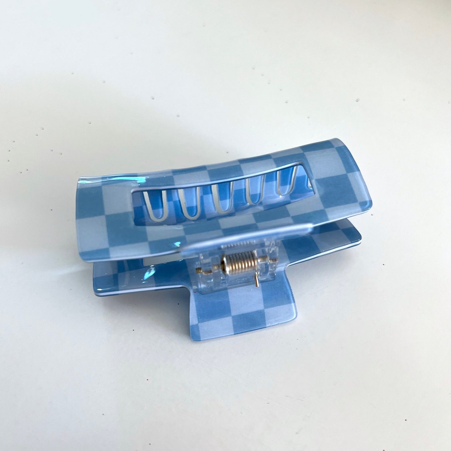 Blue Checkered Hair Claw Clip